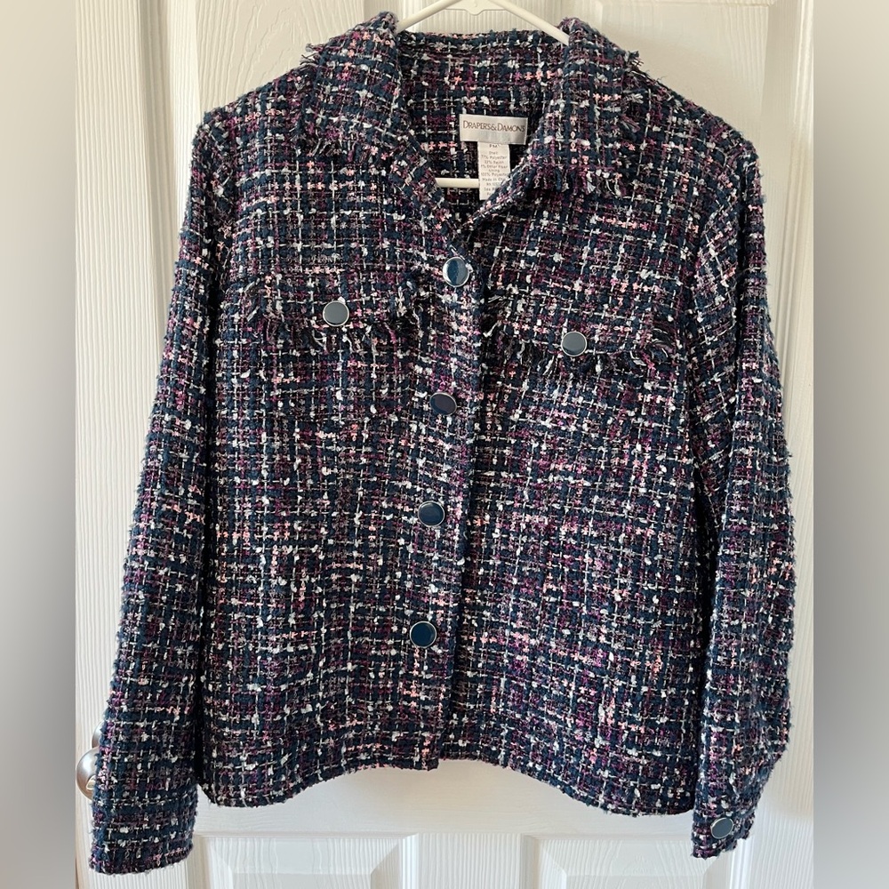 Draper’s & Damons multicolor Tweed Blazer. Sz Petite Medium.